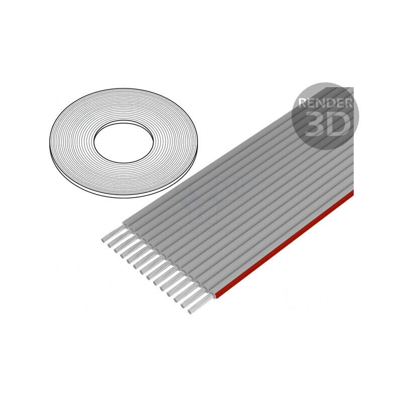 Cablu bandă 1mm litat Cu neecranat PVC gri 14x28AWG | Electronic-mag.ro | Componente Electronice