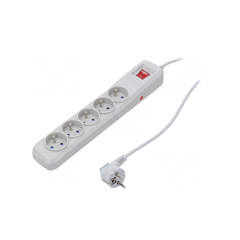 Prelungitor cu Protecție la Supratensiune, 5 Prize, 10A | Electronic-mag.ro | Componente Electronice