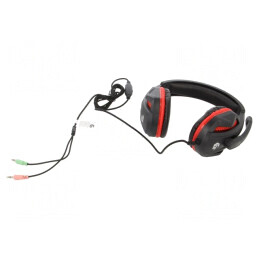 Căști cu microfon negru-roșu Jack 3,5mm 2m 20Hz-20kHz | Electronic-mag.ro | Componente Electronice