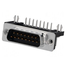 D-Sub 15-Pini Soclu Tată PCB 90° THT UNC 4-40 | Electronic-mag.ro | Componente Electronice