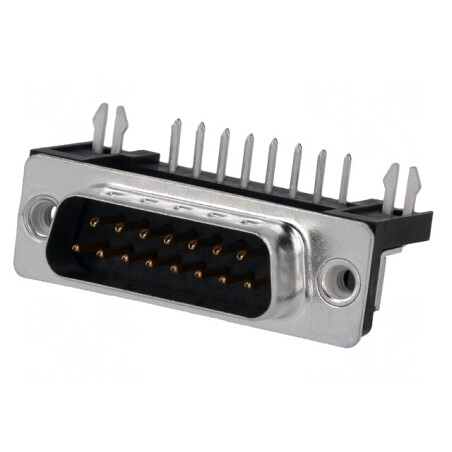 D-Sub 15-Pini Soclu Tată PCB 90° THT UNC 4-40 | Electronic-mag.ro | Componente Electronice