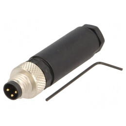 Conector M8 Tată 3 PIN Drept pe Cablu | Electronic-mag.ro | Componente Electronice