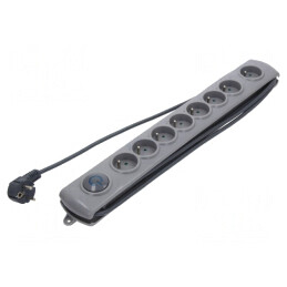 Prelungitor cu protecție la supratensiune, 8 prize, 10A | Electronic-mag.ro | Componente Electronice