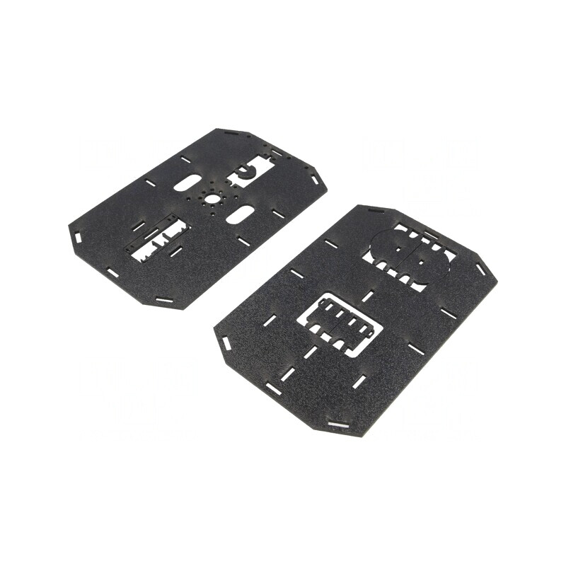Şasiu cu roţi neagră 196x126x44mm ABS | Electronic-mag.ro | Componente Electronice
