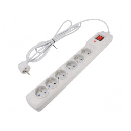 Prelungitor cu Protecție la Supratensiune, 6 Prize, 10A | Electronic-mag.ro | Componente Electronice