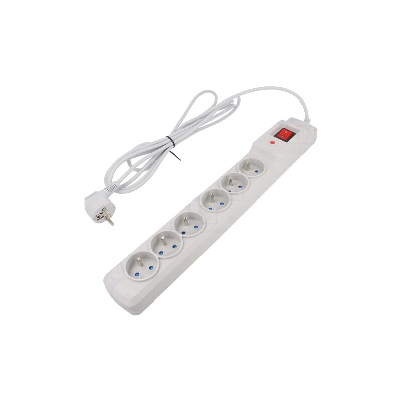 Prelungitor cu Protecție la Supratensiune, 6 Prize, 10A | Electronic-mag.ro | Componente Electronice