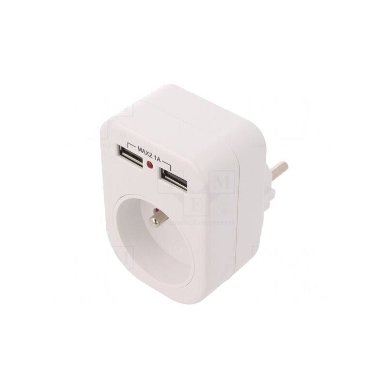 Conector Alimentare AC Splitter 250V 10A Alb | Electronic-mag.ro | Componente Electronice