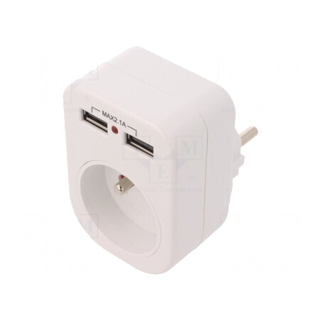 Conector Alimentare AC Splitter 250V 10A Alb | Electronic-mag.ro | Componente Electronice