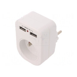 Conector Alimentare AC Splitter 250V 10A Alb | Electronic-mag.ro | Componente Electronice