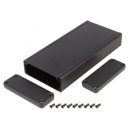 Carcasă aluminiu neagră 1455 78x27x160mm | Electronic-mag.ro | Componente Electronice