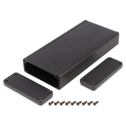 Carcasă aluminiu neagră 1455 78x27x160mm | Electronic-mag.ro | Componente Electronice