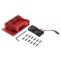 Carcasă aluminiu roșu pentru Raspberry Pi 4 B | Electronic-mag.ro | Componente Electronice