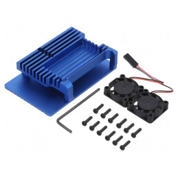 Carcasă Aluminiu Albastru pentru Raspberry Pi 4 B | Electronic-mag.ro | Componente Electronice