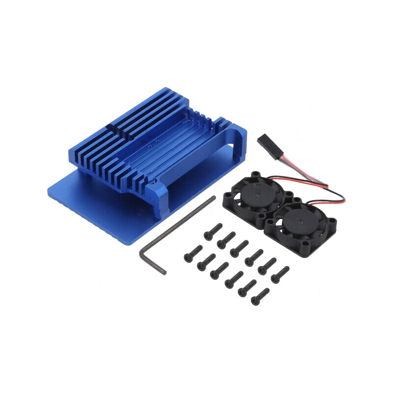 Carcasă Aluminiu Albastru pentru Raspberry Pi 4 B | Electronic-mag.ro | Componente Electronice