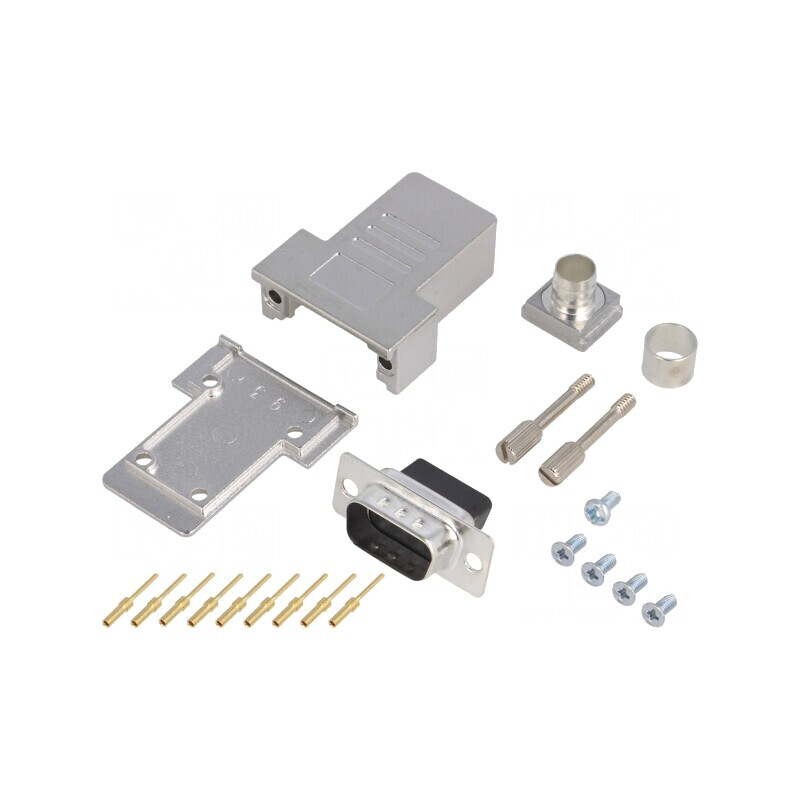 Mufă D-Sub 9 PIN Crimpată Neagră pe Cablu | Electronic-mag.ro | Componente Electronice