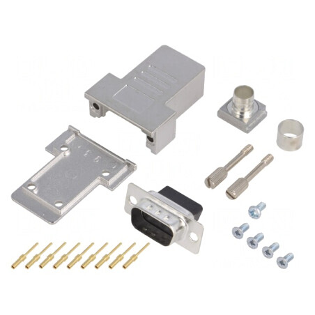 Mufă D-Sub 9 PIN Crimpată Neagră pe Cablu | Electronic-mag.ro | Componente Electronice