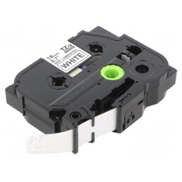Bandă adezivă albă 18mm x 8m text negru TZE-N241 | Electronic-mag.ro | Componente Electronice