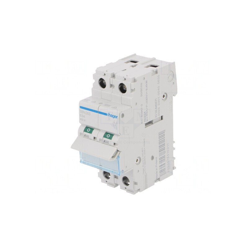 Separator-întrerupător 2 Poli 63A 400VAC pentru şină DIN | Electronic-mag.ro | Componente Electronice