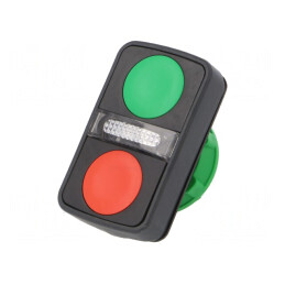 Comutator dublu 22mm roșu/verde IP66 plat | Electronic-mag.ro | Componente Electronice