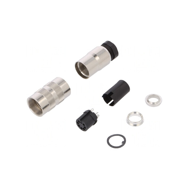 Conector M16 Mufă Mamă 7 Pin Ecranat Argintat 5A IP67 | Electronic-mag.ro | Componente Electronice