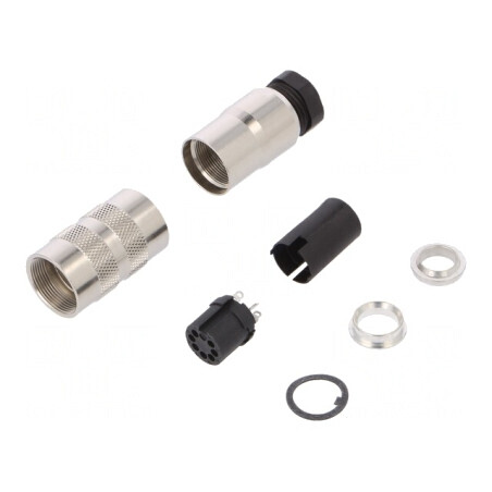 Conector M16 Mufă Mamă 7 Pin Ecranat Argintat 5A IP67 | Electronic-mag.ro | Componente Electronice