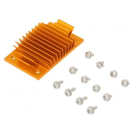 Radiator extrudat cu aripioare BGA aurie 37mm x 58mm | Electronic-mag.ro | Componente Electronice