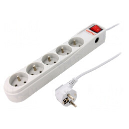 Prelungitor 5 prize cu protecție la supratensiune 10A | Electronic-mag.ro | Componente Electronice