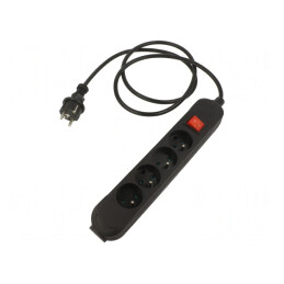 Prelungitor alimentare 4 prize negru 3m 16A | Electronic-mag.ro | Componente Electronice