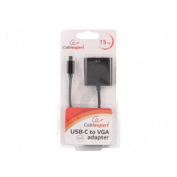 Adaptor USB-C la VGA 15pin 0,15m Negru