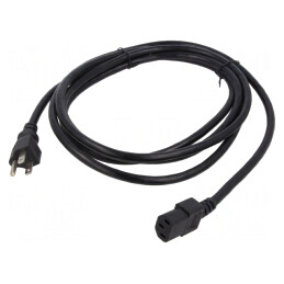 Cablu Alimentare 2m Negru 3x14AWG IEC C13 la NEMA 5-15