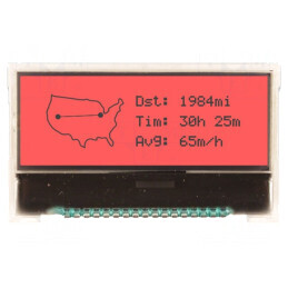 LCD Grafic 128x32 COG FSTN cu LED Roșu 3.3V