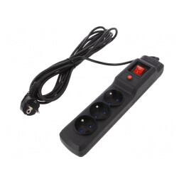 Prelungitor cu protecție la supratensiune, 3 prize, 10A | Electronic-mag.ro | Componente Electronice