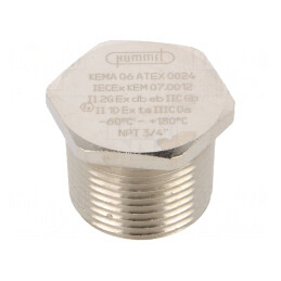 Capac de protecție alamă NPT3/4 V-Ms-Ex-d Filet în țoli | Electronic-mag.ro | Componente Electronice