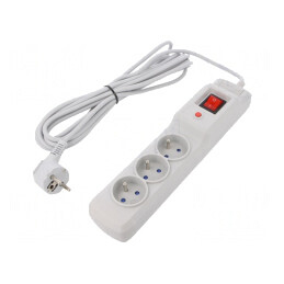 Prelungitor cu Protecție la Supratensiune cu 3 Prize 10A | Electronic-mag.ro | Componente Electronice
