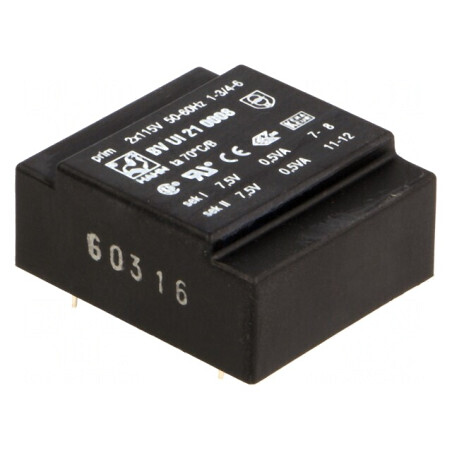 Transformator încapsulat 1VA 115VAC 7.5V 67mA | Electronic-mag.ro | Componente Electronice
