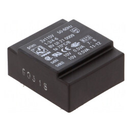 Transformator Încapsulat 1VA 115VACx2 10V 50mA PCB | Electronic-mag.ro | Componente Electronice