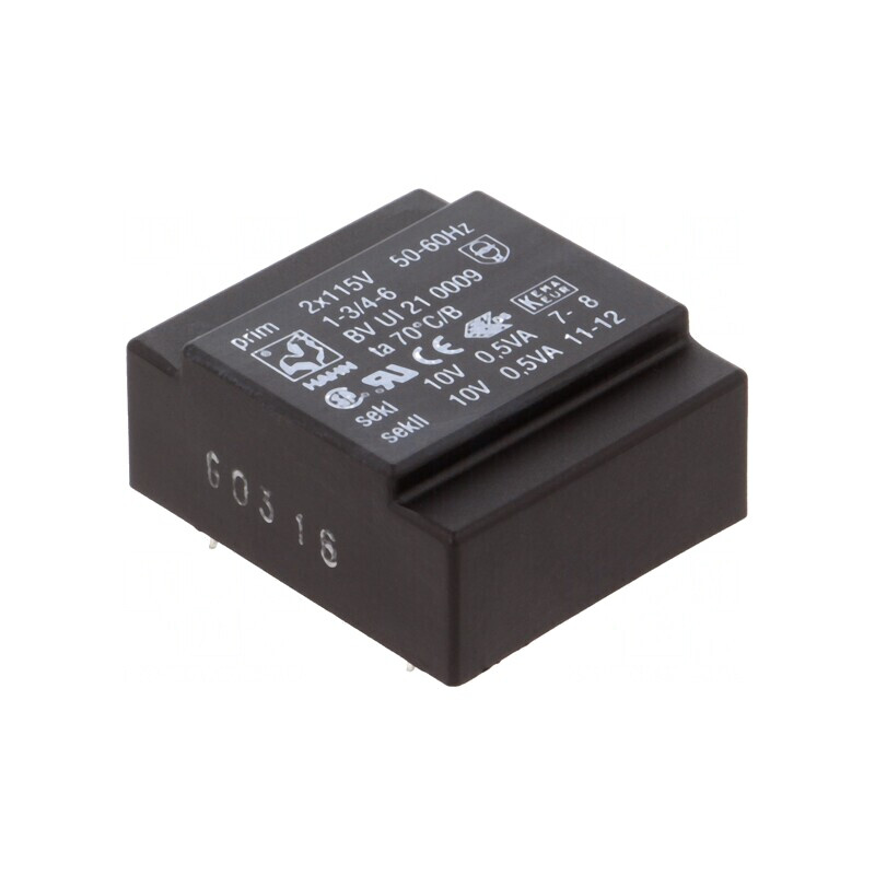 Transformator Încapsulat 1VA 115VACx2 10V 50mA PCB | Electronic-mag.ro | Componente Electronice