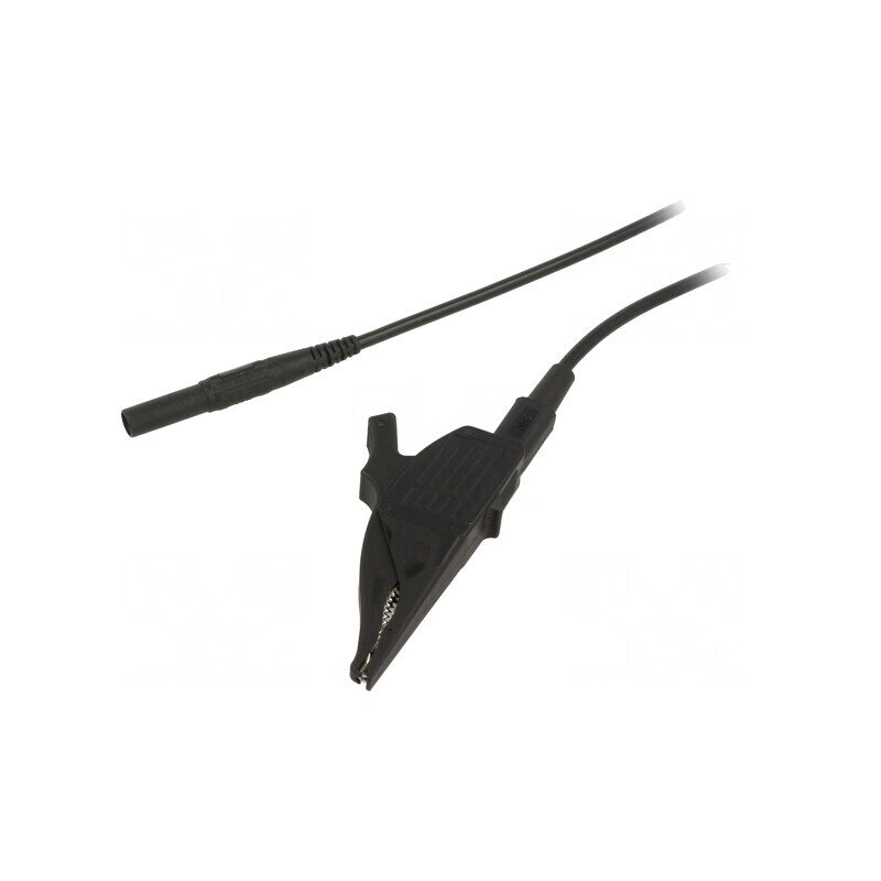 Cablu de măsurare 32A mufă banană 4 mm cu clemă crocodil neagră | Electronic-mag.ro | Componente Electronice