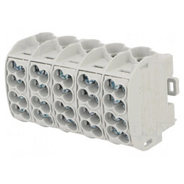 Bloc de distribuție 25mm2 5 piste 20 borne gri | Electronic-mag.ro | Componente Electronice