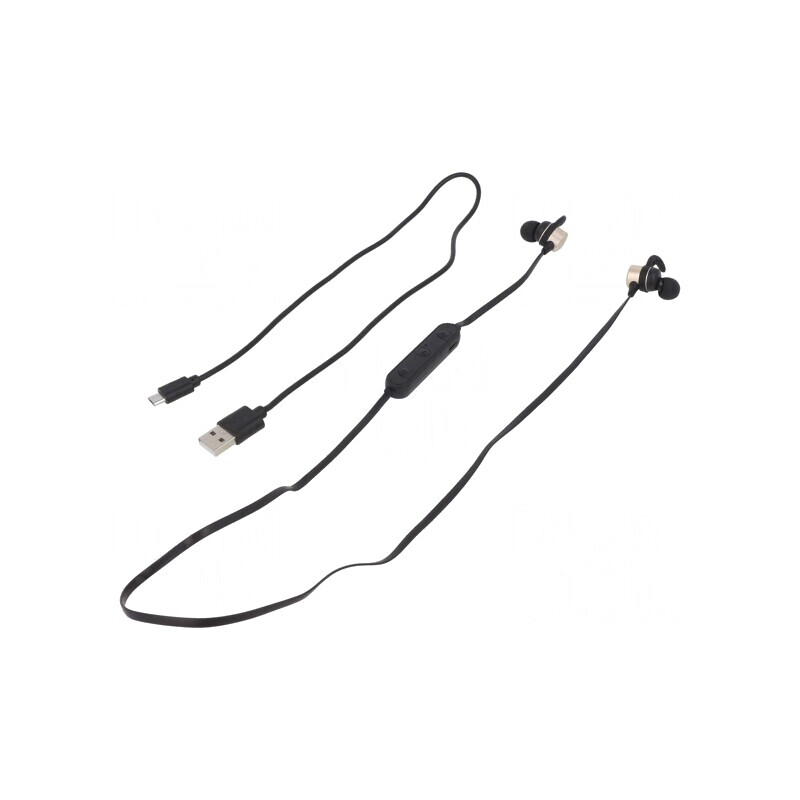 Căști fără fir cu microfon USB negru-auriu 10m | Electronic-mag.ro | Componente Electronice