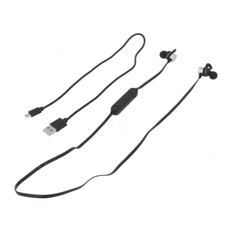 Căști fără fir cu microfon USB negru-auriu 10m | Electronic-mag.ro | Componente Electronice