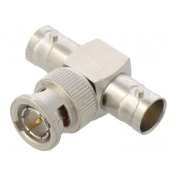 Adaptor T BNC Soclu x2 BNC Mufă 75Ω 4GHz PTFE