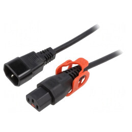 Cablu IEC C13 mamă - IEC C14 tată cu blocare 3m 10A | Electronic-mag.ro | Componente Electronice