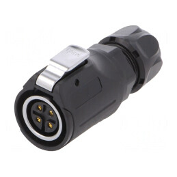 Mufă Conector Circular 4 Pin Lipire Mamă 10A Gold Flash | Electronic-mag.ro | Componente Electronice