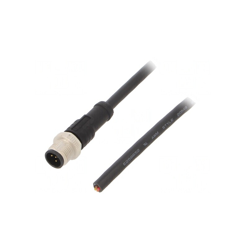 Cablu de conectare M12 5 pini 2m 60VAC 4A | Electronic-mag.ro | Componente Electronice