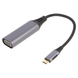 Adaptor | USB 3.0 | D-Sub 15pin HD soclu,USB C mufă | 0,15m | negru | A-USB3C-VGA-01