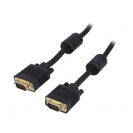 Cablu | D-Sub 15pin HD mufă,din ambele părţi | negru | 15m | AK-AV-09