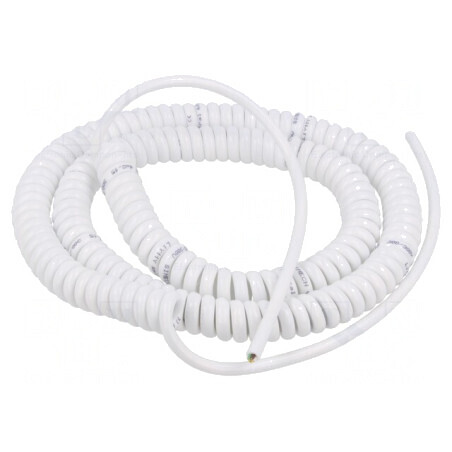 Cablu Spirale Alb 0.8m-3.2m 4x0.15mm2 PUR 300V | Electronic-mag.ro | Componente Electronice