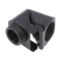 Conector în unghi PG29 IP68 poliamidă neagră Snap Elbow | Electronic-mag.ro | Componente Electronice