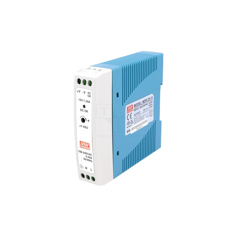 Alimentator Pulsatoriu pentru Șină DIN 20W 15VDC 1.34A | Electronic-mag.ro | Componente Electronice